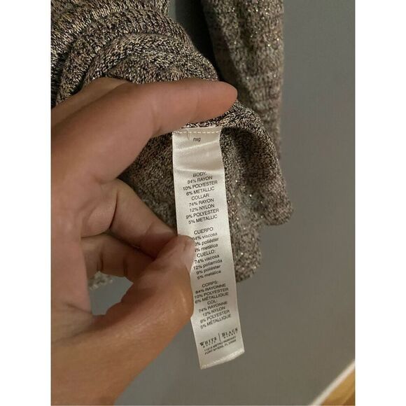 White House Black Market Metallic Off Shoulder Cowl Neck Sweater Size L - Picture 4 of 5